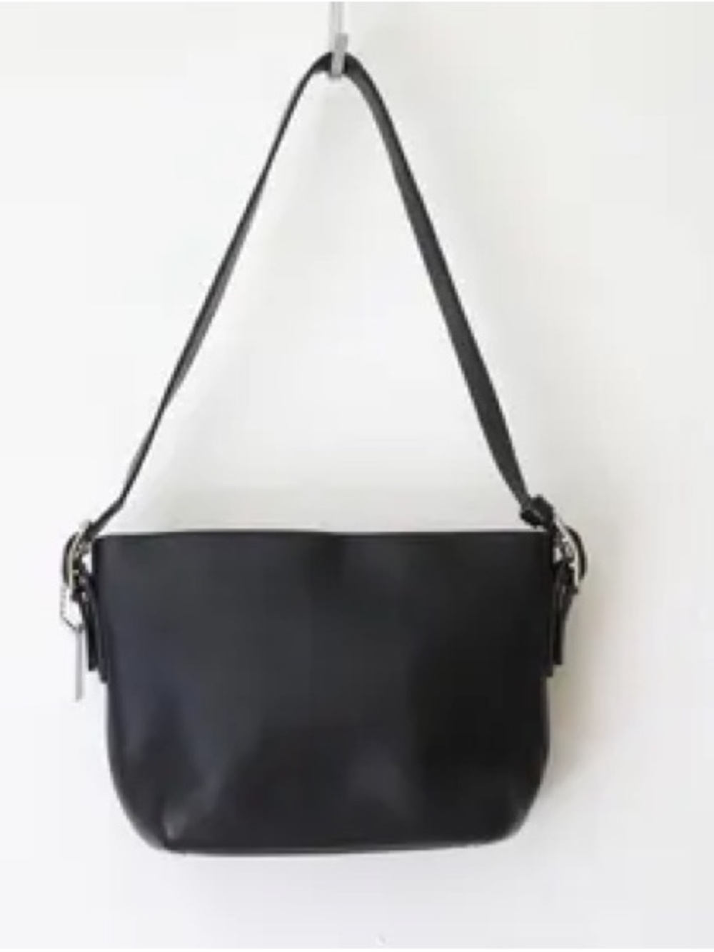 Coach Mini Black Leather Shoulder Bag with Silver Hardware